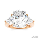 1 1/10 Ctw Oval Shape Trillion Cut & Round Cut Diamond Semi-Mount Engagement Ring in 14K Rose and White Gold